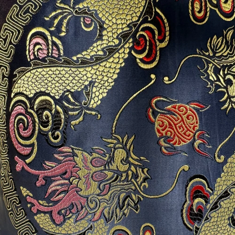 Like NEW  Vintage Asian Pillow Case Cover  Satin Blue